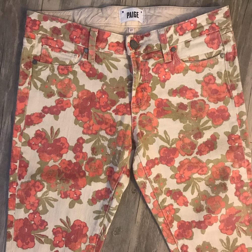 PAIGE Skinny Crop Floral Jeans Size 27